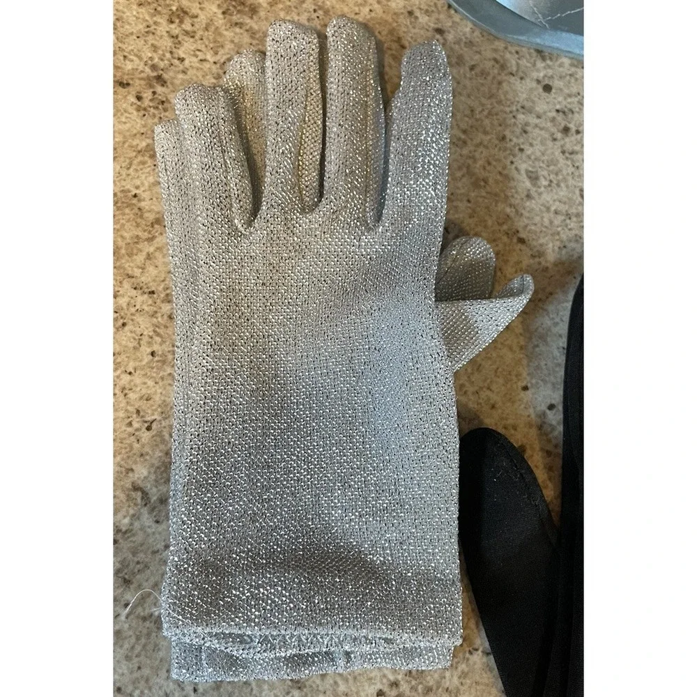 Vintage Lot Of 6 Size S White Navy Black Silver Brown Formal Gloves With Case